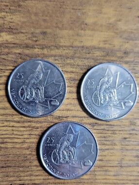 Vancouver 2010 25 Cent "Mule Error" Coins - Set of 3 - Silver Tone
